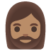 🧔🏽‍♀️ woman: medium skin tone, beard display on Google